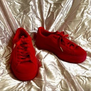 fenty x puma red suede creepers platform sneakers